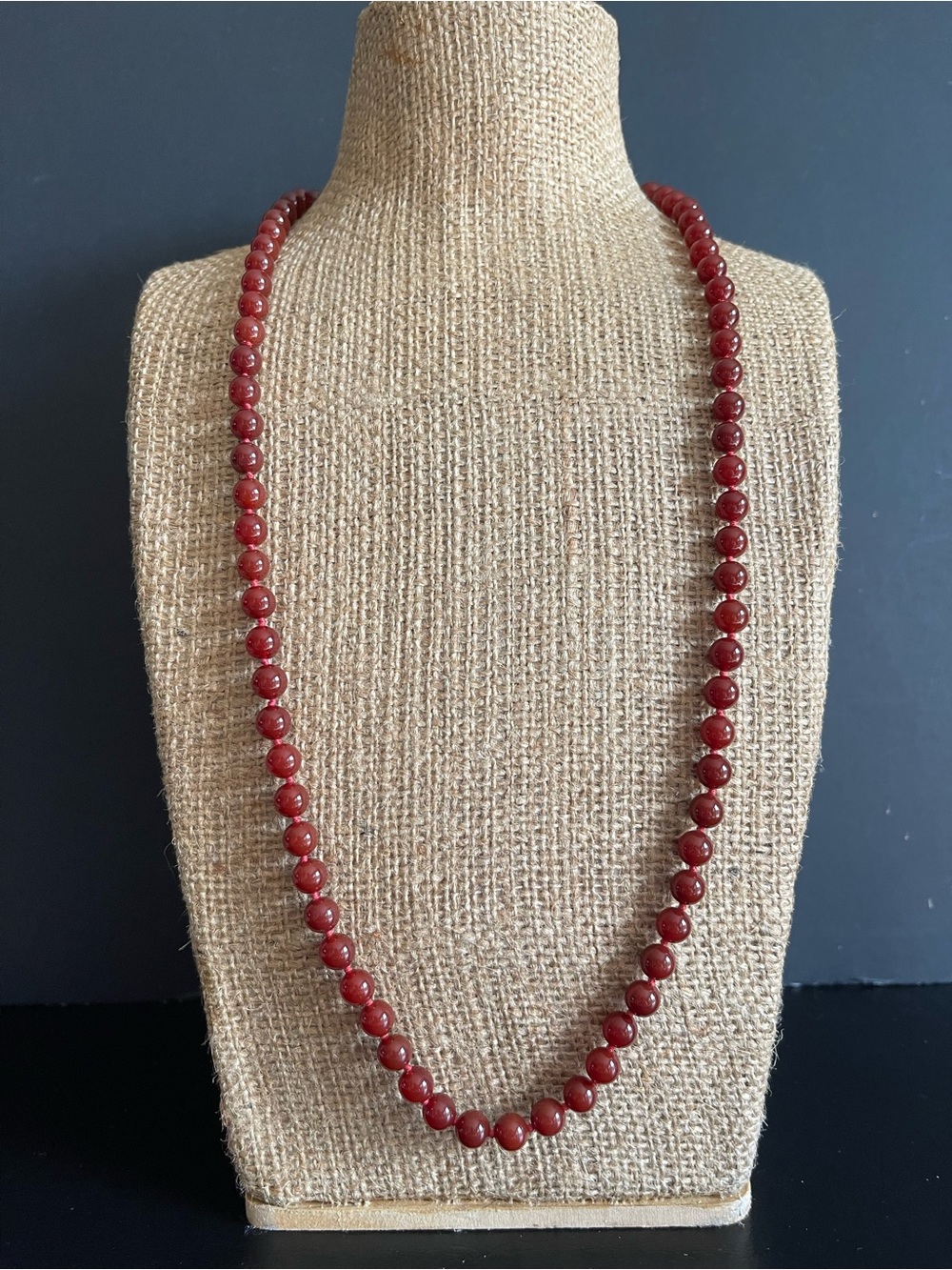 Classic genuine Red agate Bead Necklace .